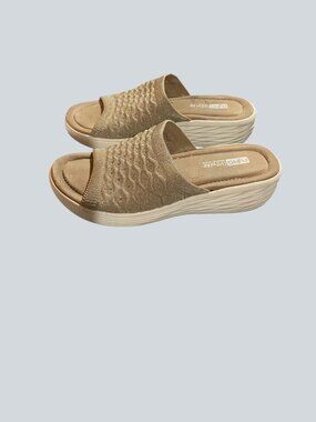 Ryka Ortholite, Memory Foam Elastic Slide, Tan with White Sole, Size 8.5W